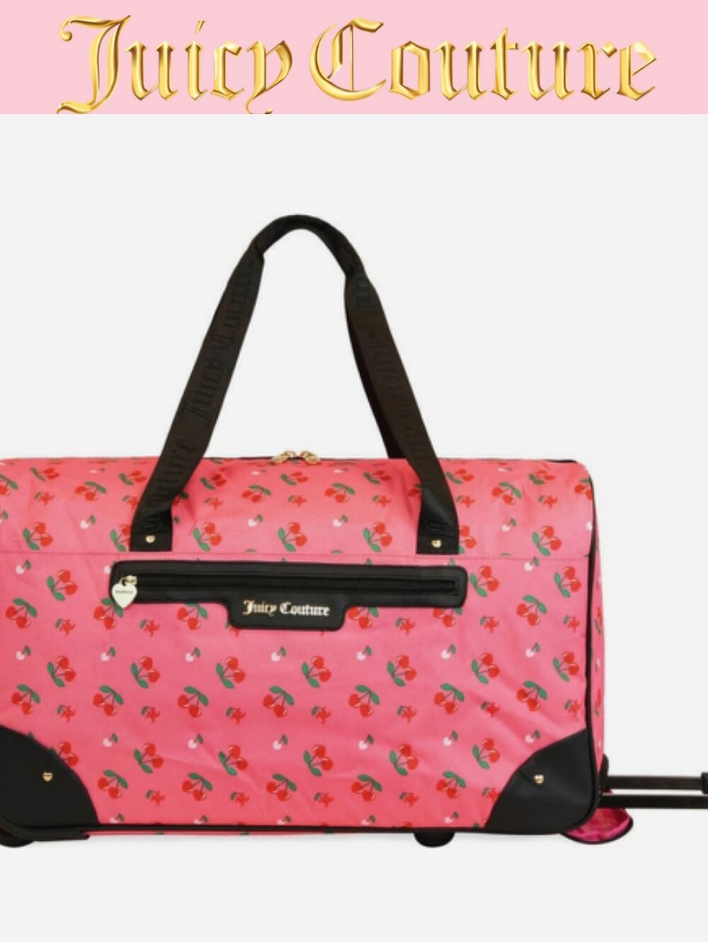 Juicy Couture Jada Rolling Duffel Bag- Pink Lemonade/Cherry